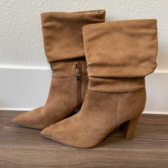 Nine West Women's Unni Brown Block Heel Slouch Boot - Picture 1 of 12
